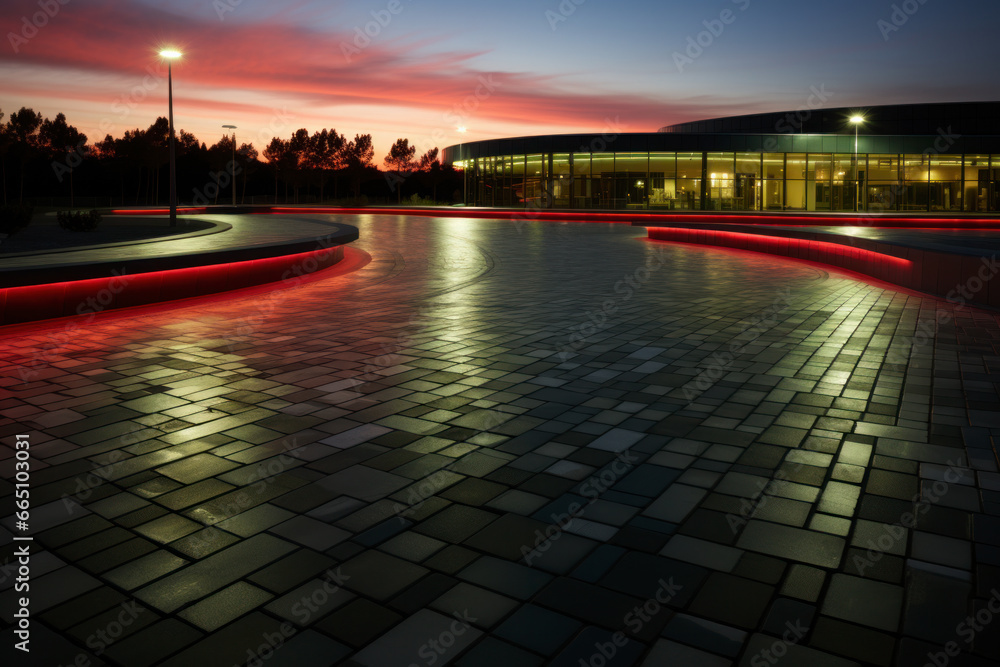 Fototapeta premium Outdoor parking in a modern building at night