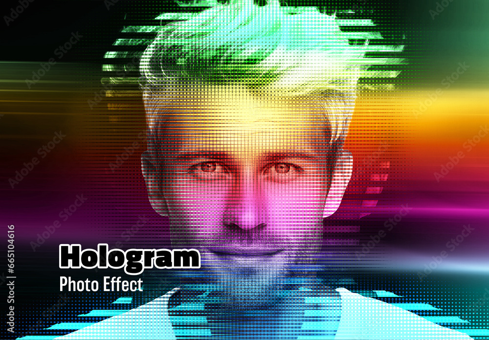 Hologram Photo Effect Stock Template | Adobe Stock