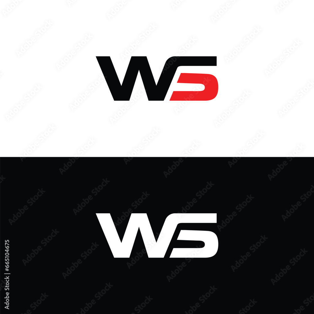 Obraz premium Monogram Letter WS Logo Design. Black and White Logo. Usable for Business Logos. Flat Vector Logo Design Template