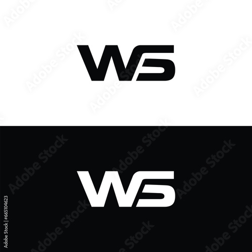 Monogram Letter WS Logo Design. Black and White Logo. Usable for Business Logos. Flat Vector Logo Design Template photo