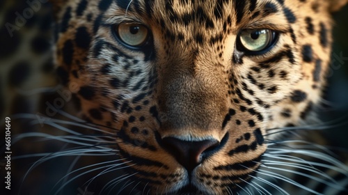 amur leopard close up photo realistic 8mm lens high.Generative AI © shuvodesign