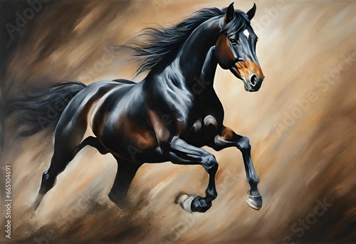 A black Horse running