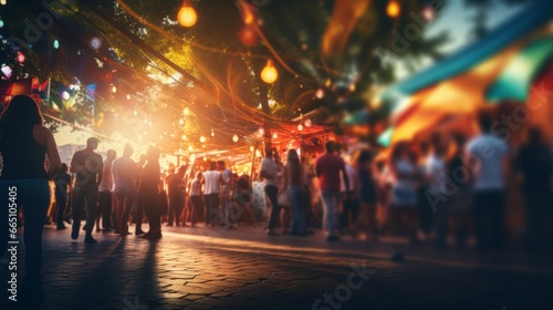 A vibrant and energetic scene of a bustling crowd - Artistic blur