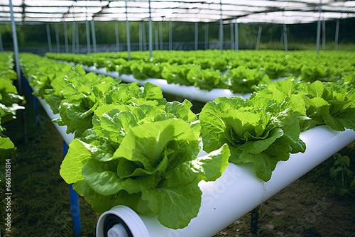 Hydroponic lettuce growing.