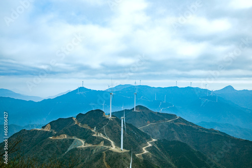 Zhufengding, Ganzhou City, Jiangxi Province - wind turbines on high mountains photo