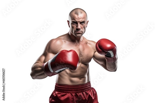 A strong and determined man ready for a boxing match