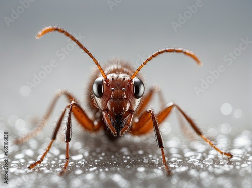  Ant closeup on plain background