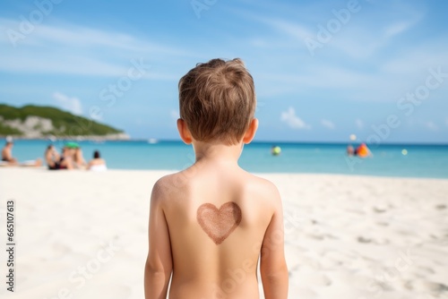 A child with a heart-shaped suntan on his back © Оксана Олейник