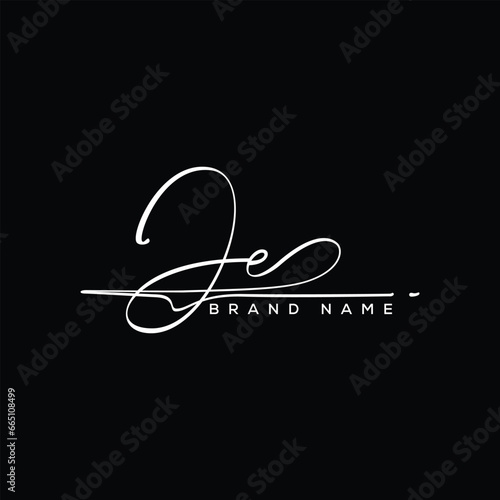 JE letter beauty handwriting vector logo. photo