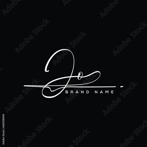 JO letter beauty handwriting vector logo.