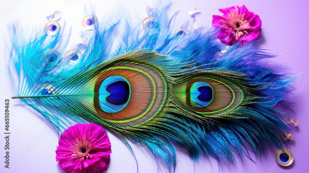 Obraz premium Beautiful florals peacock feather.