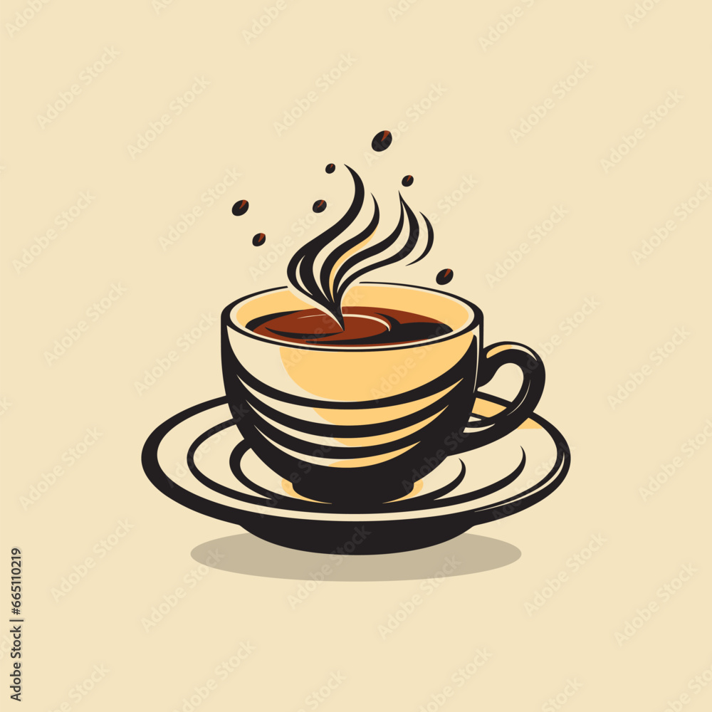 Obraz premium Vintage coffee cup logo template. Cup of coffee sign vector illustration