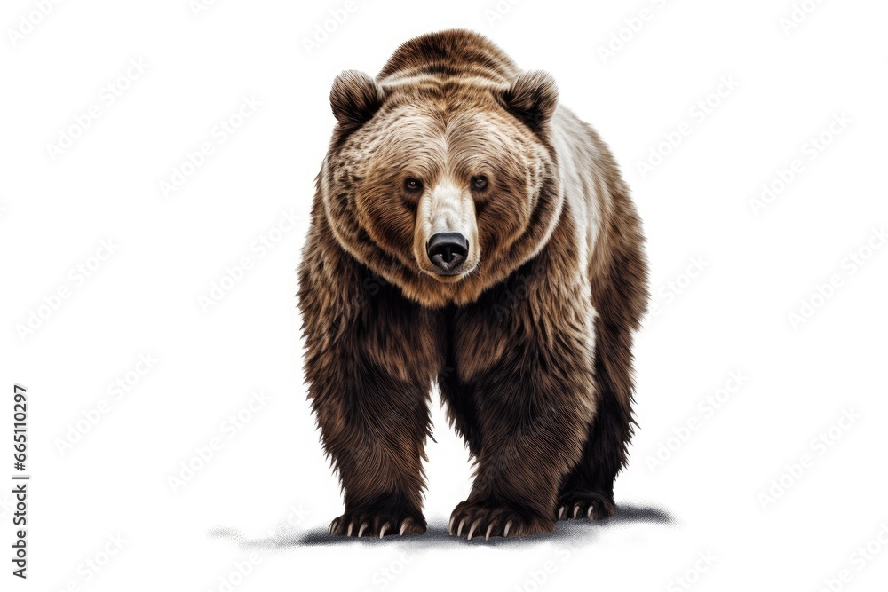 Obraz premium A majestic brown bear standing in a snowy landscape