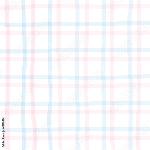 Pink Blue Plaid Hand Drawn Background
