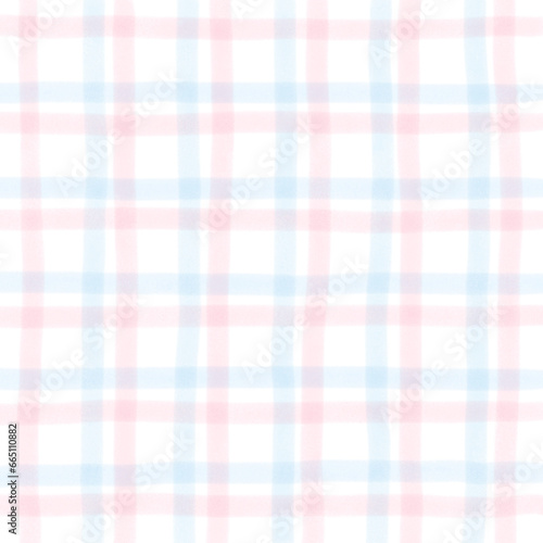 Pink Blue Plaid Hand Drawn Background