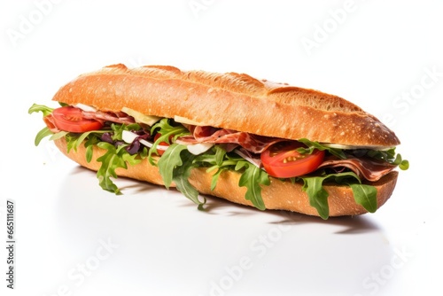 Gourmet sandwich isolated on white background. © Emran