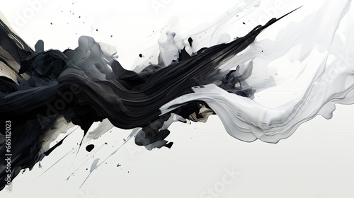 Fototapeta Naklejka Na Ścianę i Meble -  A splash of black paint. Dynamic form made of black liquid material. Abstract composition for graphic design.