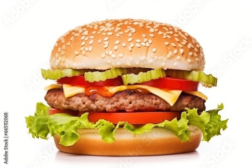 Hamburger isolated on white background.