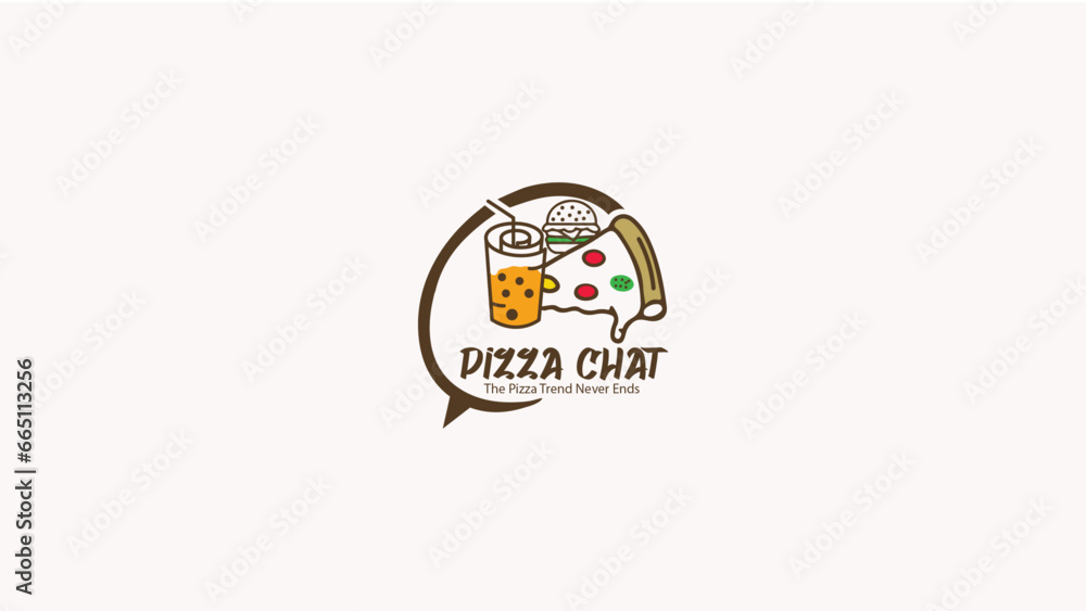 pizza chat logo, pizza logo, fast food pizza chat logo, pizza logo, fast food