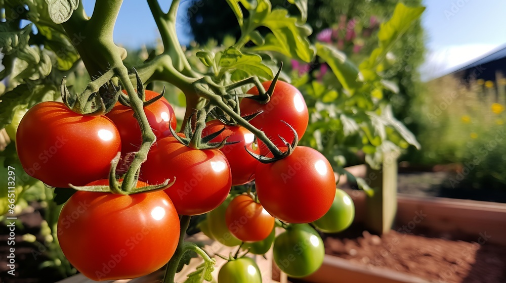 tomatoes in the garden, harvest ai generated