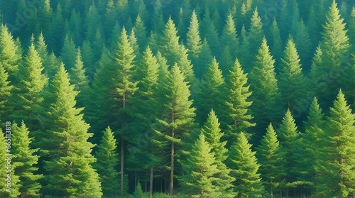 Tops of coniferous trees in forest photos free download