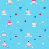  seamless pattern with cupcakes on a blue background.pattern for fabric or wrapping paper
