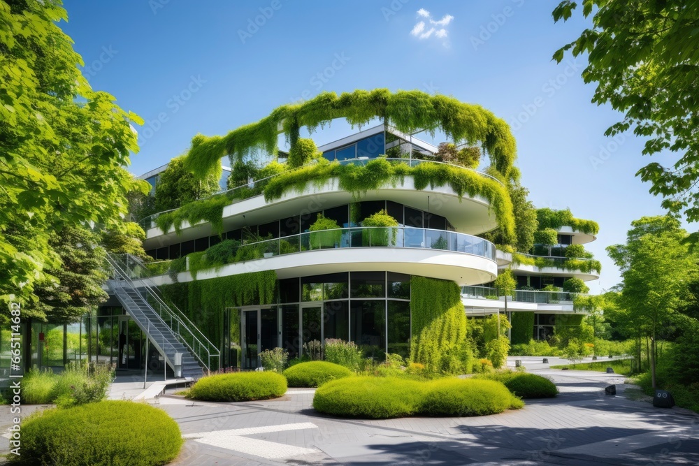 Fototapeta premium Office building with green environment.