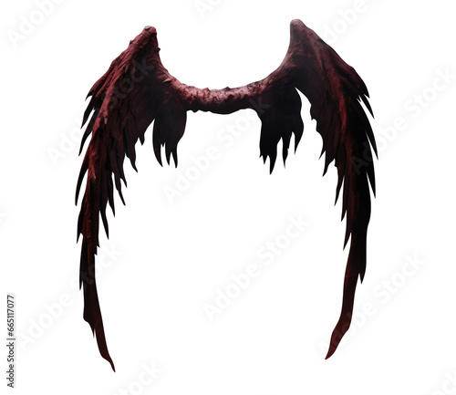 angel wings isolated. Devil, demon, Lucifer wings. Illustration silhouette. Transparent background. Lava hell wings. Angel of death. Horror wings. Halloween wings. 