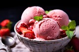 Strawberry Ice Cream with Fresh Strawberries.