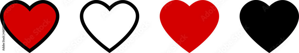 Basic Red Black and White Heart Symbol Sign Icon Set. Vector Image. Basic Red Black and White Heart Symbol Sign Icon Set. Vector Image.