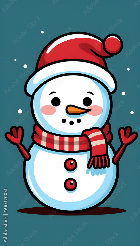 cute snowman and christmas
