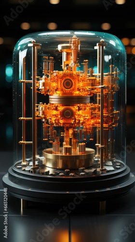 Quantum computer. Abstract quantum computing circuit with futuristic design.A fictional depiction of a quantum computer. 