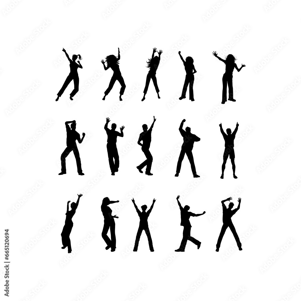 set of people dancing logo vector icon