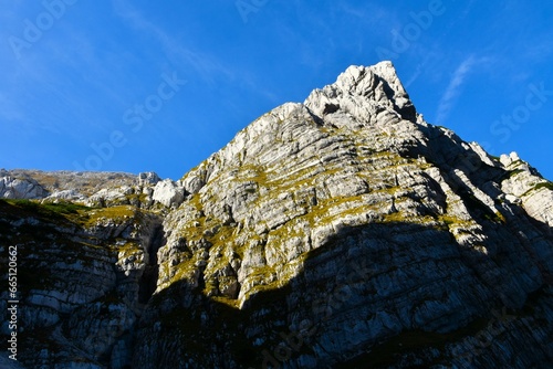 Precipice at Luknja and bellow Bovski Gamsovec in Julian alps Slovenia photo