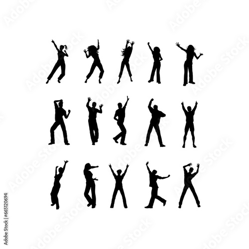 set of people dancing logo vector icon