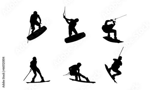 wakeboarding sillhouette logo vector icon