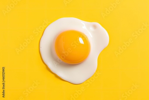 Fried egg on a yellow background.