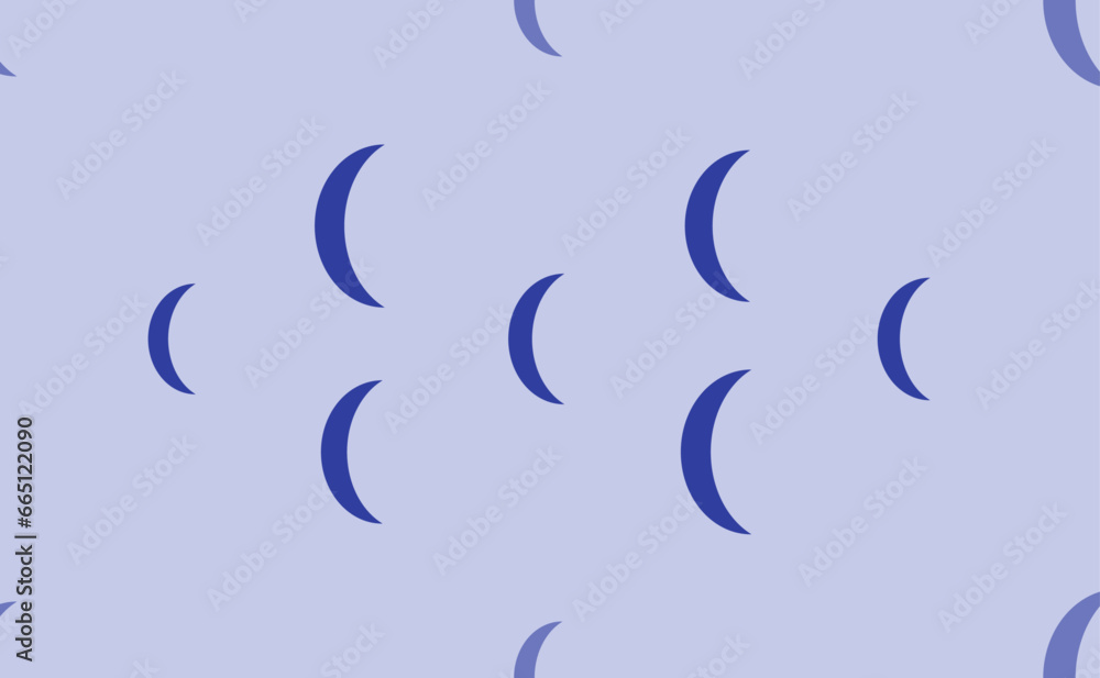 Seamless pattern of large isolated blue crescent symbols. The pattern is divided by a line of elements of lighter tones. Vector illustration on light blue background Seamless pattern of large isolated blue crescent symbols. The pattern is divided by a line of elements of lighter tones. Vector illustration on light blue background