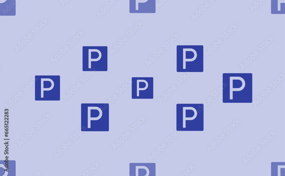 Seamless pattern of large isolated blue road parking signs. The pattern is divided by a line of elements of lighter tones. Vector illustration on light blue background Seamless pattern of large isolated blue road parking signs. The pattern is divided by a line of elements of lighter tones. Vector illustration on light blue background
