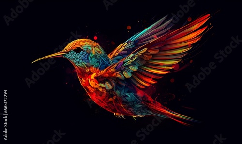hummingbird logo with multiple colors flying through the air.. © Emran