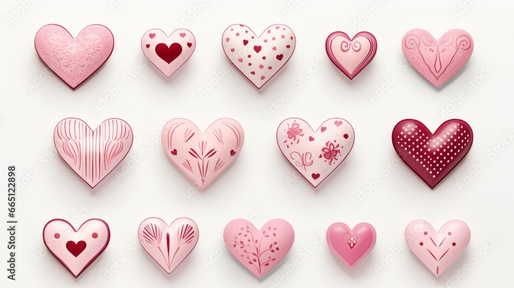 set of different hearts.