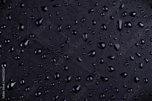 macro view of water drop on a waterproof nylon textile from a umbrella