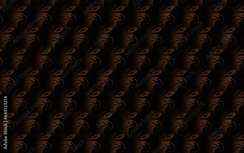 Obraz premium Illustration of a dark background with brown floral repeating patterns