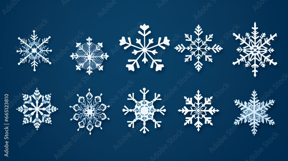set of snowflakes on a blue background. set of snowflakes on a blue background.