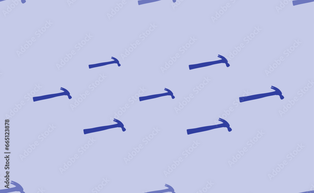 Seamless pattern of large isolated blue hammer symbols. The pattern is divided by a line of elements of lighter tones. Vector illustration on light blue background Seamless pattern of large isolated blue hammer symbols. The pattern is divided by a line of elements of lighter tones. Vector illustration on light blue background