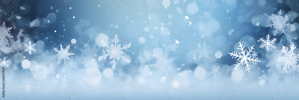 bannière web avec glace et flocons de neige - format panoramique
