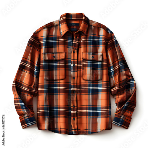 Stylish Flannel Shirt on White Background © ELmidoi-AI