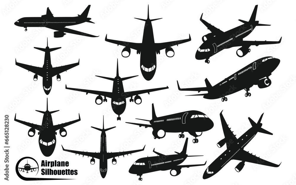 Airplane or Aircraft Silhouettes Vector art