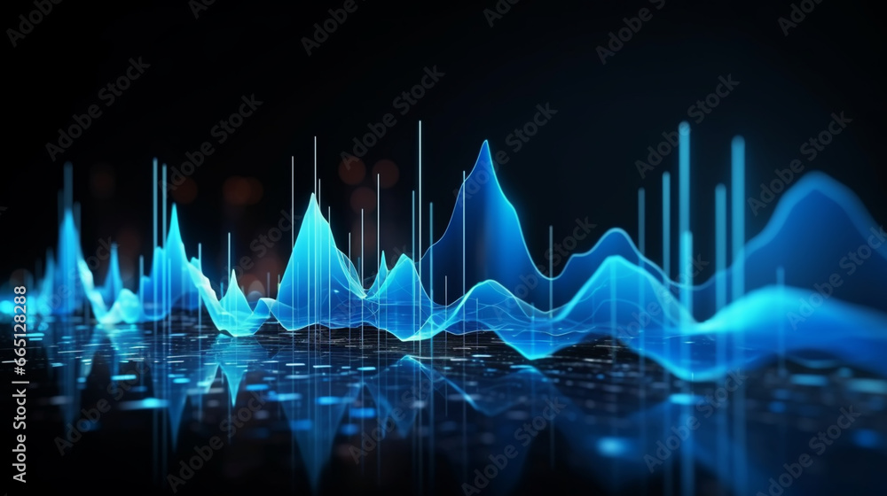 Data technology background. Music sound wave abstract background. Generated AI - obrazy, fototapety, plakaty 