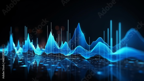 Data technology background. Music sound wave abstract background. Generated AI photo